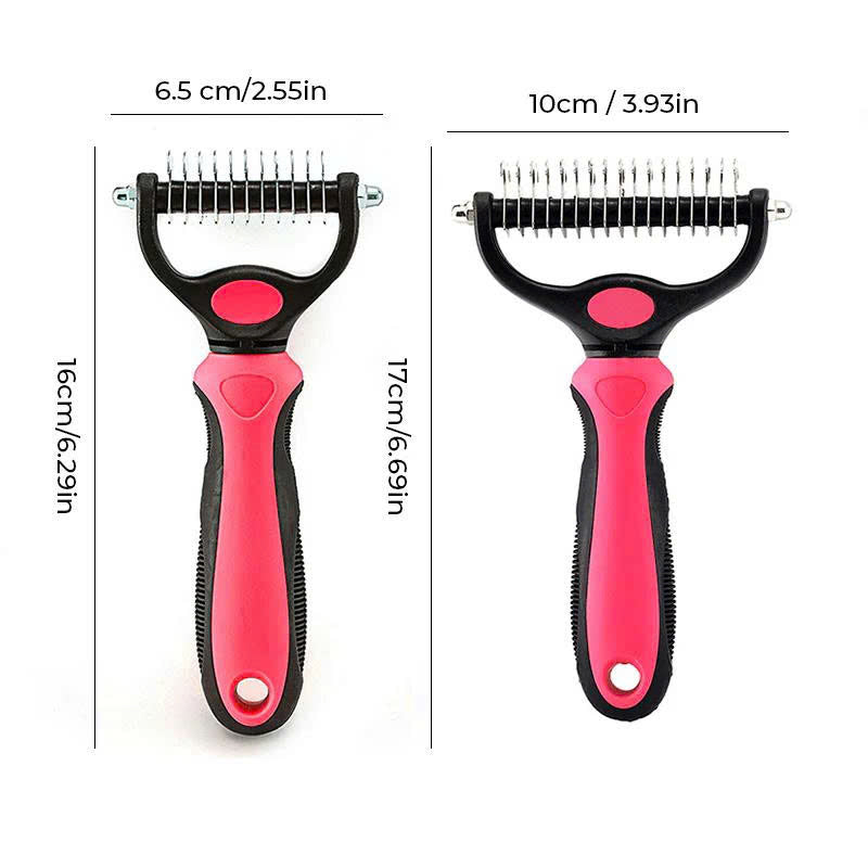 Double-sided pet hair detangling brush