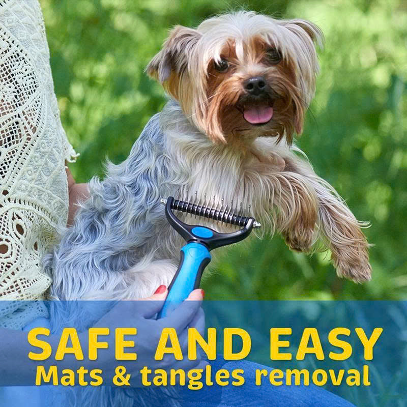 Double-sided pet hair detangling brush