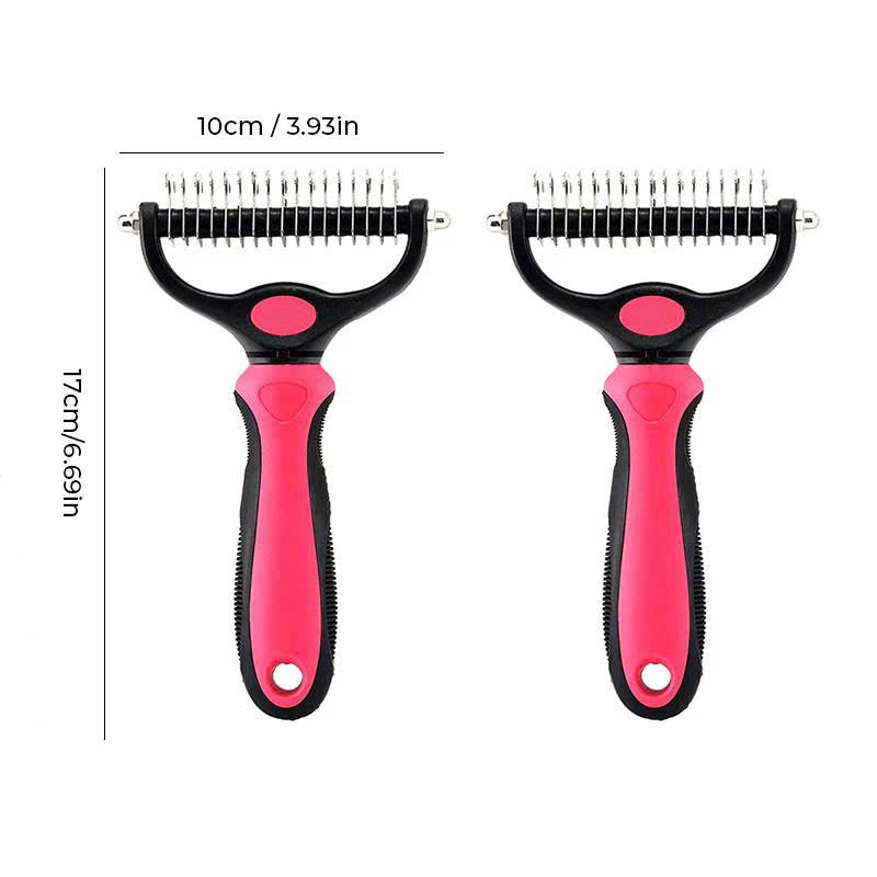 Double-sided pet hair detangling brush